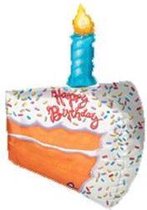 folieballon - taartpunt Happy Birthday - 3d - ca 65 cm - leeg
