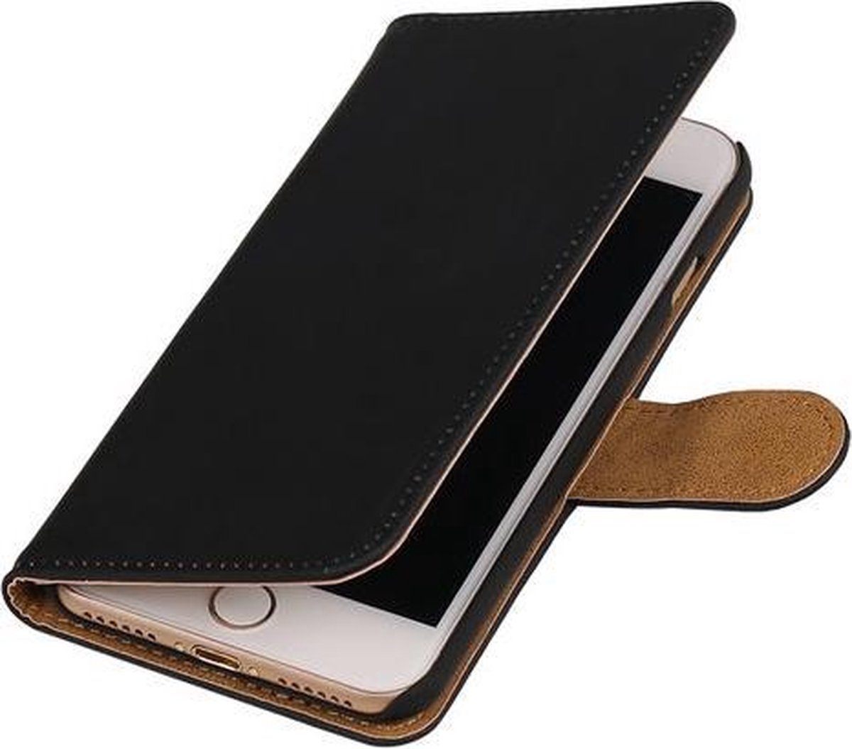 BestCases.nl Zwart Effen booktype wallet cover hoesje voor Apple iPhone 6 / 6s