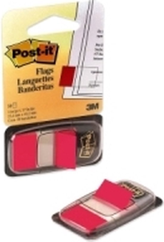 Index Onglets 3M Post-it 680 25.4x43.2mm rouge | 12 pièces