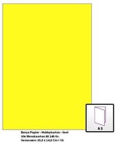 Benza Papier - Gekleurd Printpapier Hobbykarton 240 Gr. (Gram) A5 - Geel - 30 Stuks (Wenskaarten)