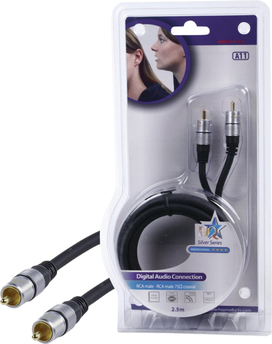 HQ hoge kwaliteit RCA aansluitkabel 2.50 m