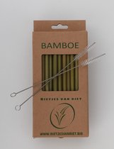 35 Bamboe Rietjes met twee schoonmaakborstels.