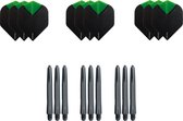 9 Skylight Groen Super stevige - flights - plus 9 zwarte nylon - shafts -