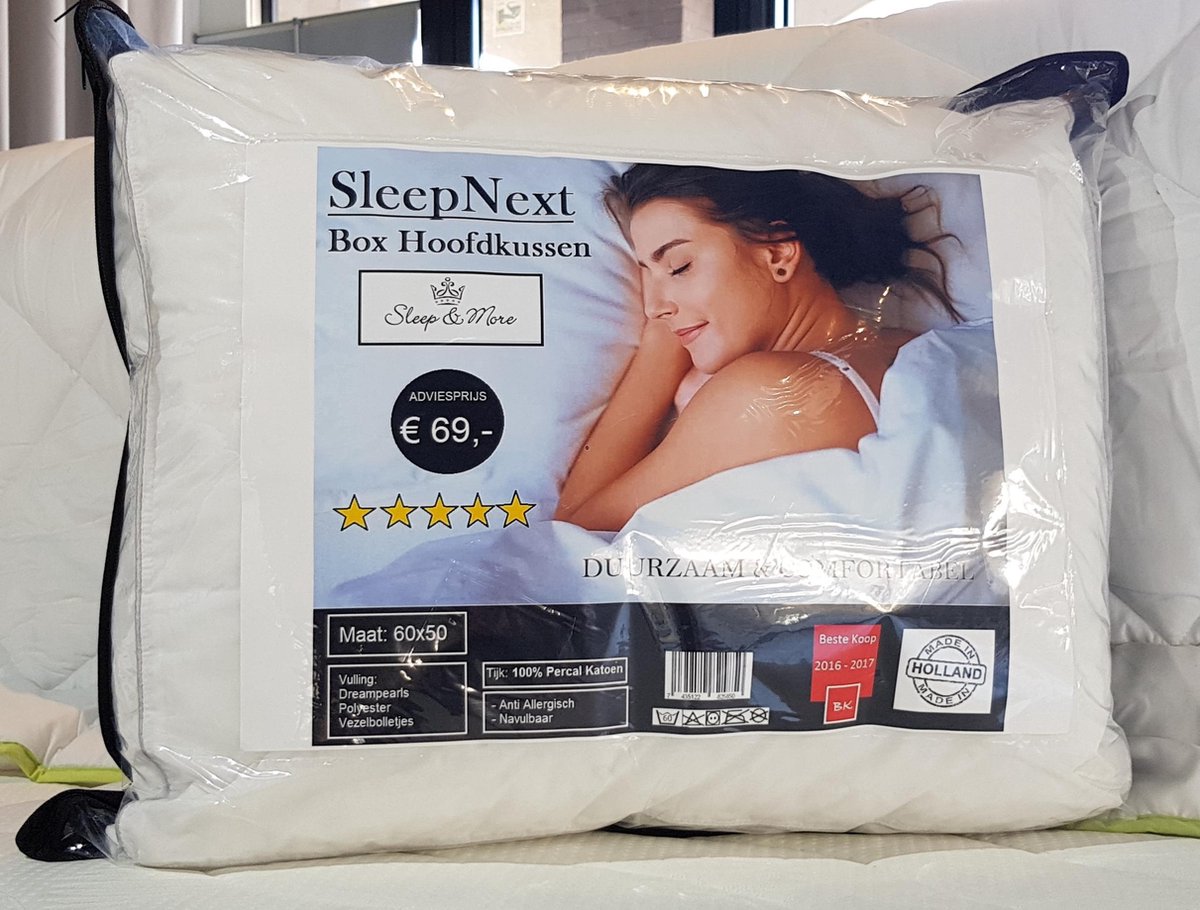 SleepNext - Duurzaam & Comfortabel Box hoofdkussen - 1+1 gratis - SleepNext