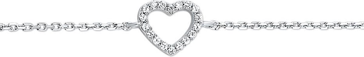 The Jewelry Collection Armband Hart Zirkonia - Zilver Gerhodineerd