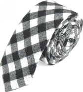 Stropdas Extra Smal - 5 cm - Skinny Tie - Zwart Wit Geruit