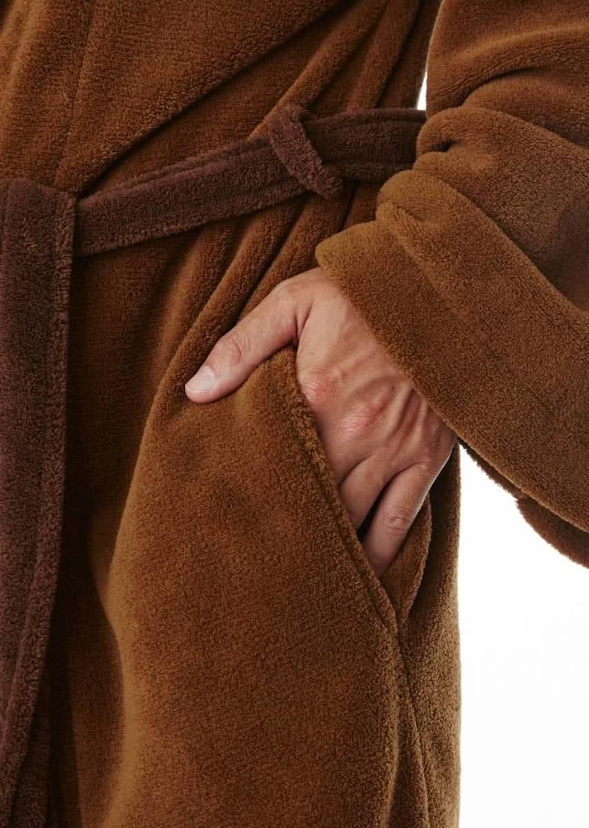 Disney Baby Yoda Badjas Heren, Warme Fleece Ochtendjas voor Man, Zachte Kamerjas met Capuchon, Leuke Loungewear Heren, Badjassen met Kap, Cadeau voor Hem (Bruin, S