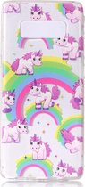 Shop4 - Samsung Galaxy Note 8 Hoesje - Zachte Back Case Eenhoorn Regenboog Transparant