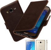 MP Case PullUp Dbruin leder look hoesje voor Samsung Galaxy J5 2016 Booktype - Telefoonhoesje - smartphonehoesje - beschermhoes.