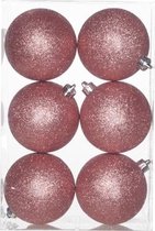 Boules de Boules de Noël Cosy&Trendy Ø 8 cm - Paillettes roses (6 pièces)