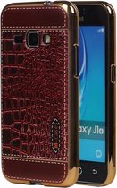 M-Cases Bruin Krokodil Design TPU back case hoesje voor Samsung Galaxy J1 2016
