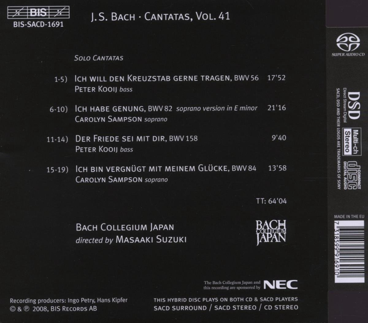 Js bach cantatas vol 41 bach collegium japan muziek bol