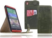 Devills HTC Desire 816 Lederen Flip Case Cover Hoesje Khaki