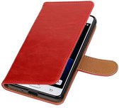 Zakelijke Book Case Telefoonhoesje Geschikt voor de Samsung Galaxy J3 Pro - Portemonnee Hoesje - Pasjeshouder Wallet Case - Rood