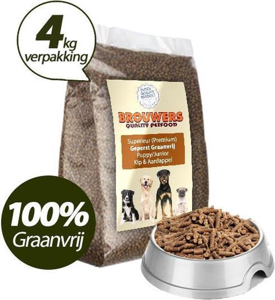 Omdat eerste gemeenschap Geperste Brokken - Puppy Graanvrij Kip - 4 kg + Gratis Vlees Worst 200 gram  | bol.com