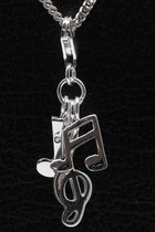 Zilveren Muzieknoten en sleutel hanger én bedel