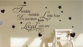 Muursticker tekst twinkle twinkle little star 40x72cm