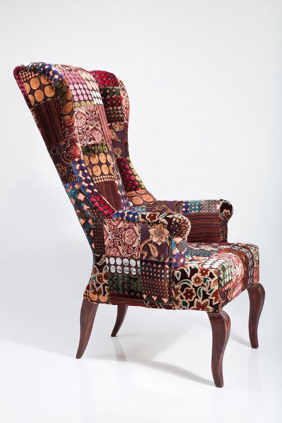 Patchwork Velvet Wing chair bruin - Kare Design | bol