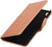 Roze Slang booktype wallet cover hoesje voor HTC Desire 626 / 628