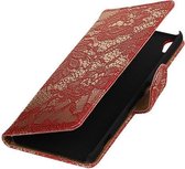 Rood Lace booktype wallet cover hoesje voor HTC Desire 626 / 628