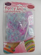 Blister Loom - Elastiekjes - Licht blauw + Paarts Glittertjes - Hobby & Creatief