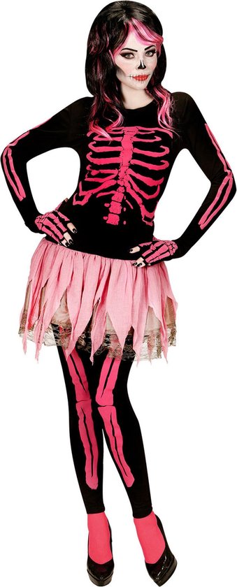 Roze skelet Halloween kostuum voor dames  - Verkleedkleding - Large