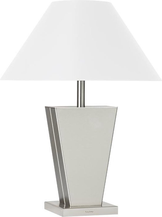 Belastingbetaler Afgeschaft Lot Bony Design tafellamp rvs met ronde witte petkap 7072-00 | bol.com