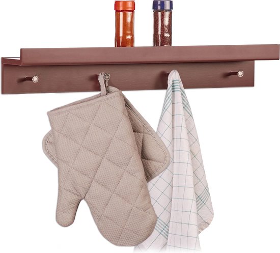 Verlichten Blijven pijn doen relaxdays wandhaken met plank - garderobe haken - sleutelkastje - 4 haken  -... | bol.com