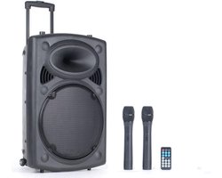 Qtx QR12PABT Mobiele Bluetooth PA Luidspreker Box Accu Trolley USB/SD/VHF 700W