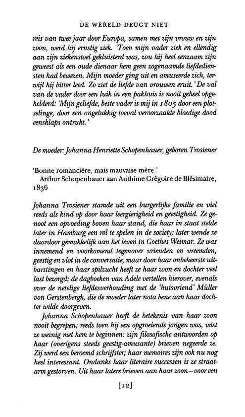 Boekpagina met tekst in het Nederlands. Titel: De wereld deugt niet. Pagina 12.