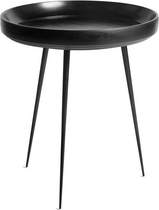 Mater Bowl table M - black stained mango wood - steel legs D46cm / H52cm
