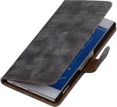 Hagedis Bookstyle Wallet Case Hoesjes Geschikt voor Sony Xperia Z4 Z3+ Grijs