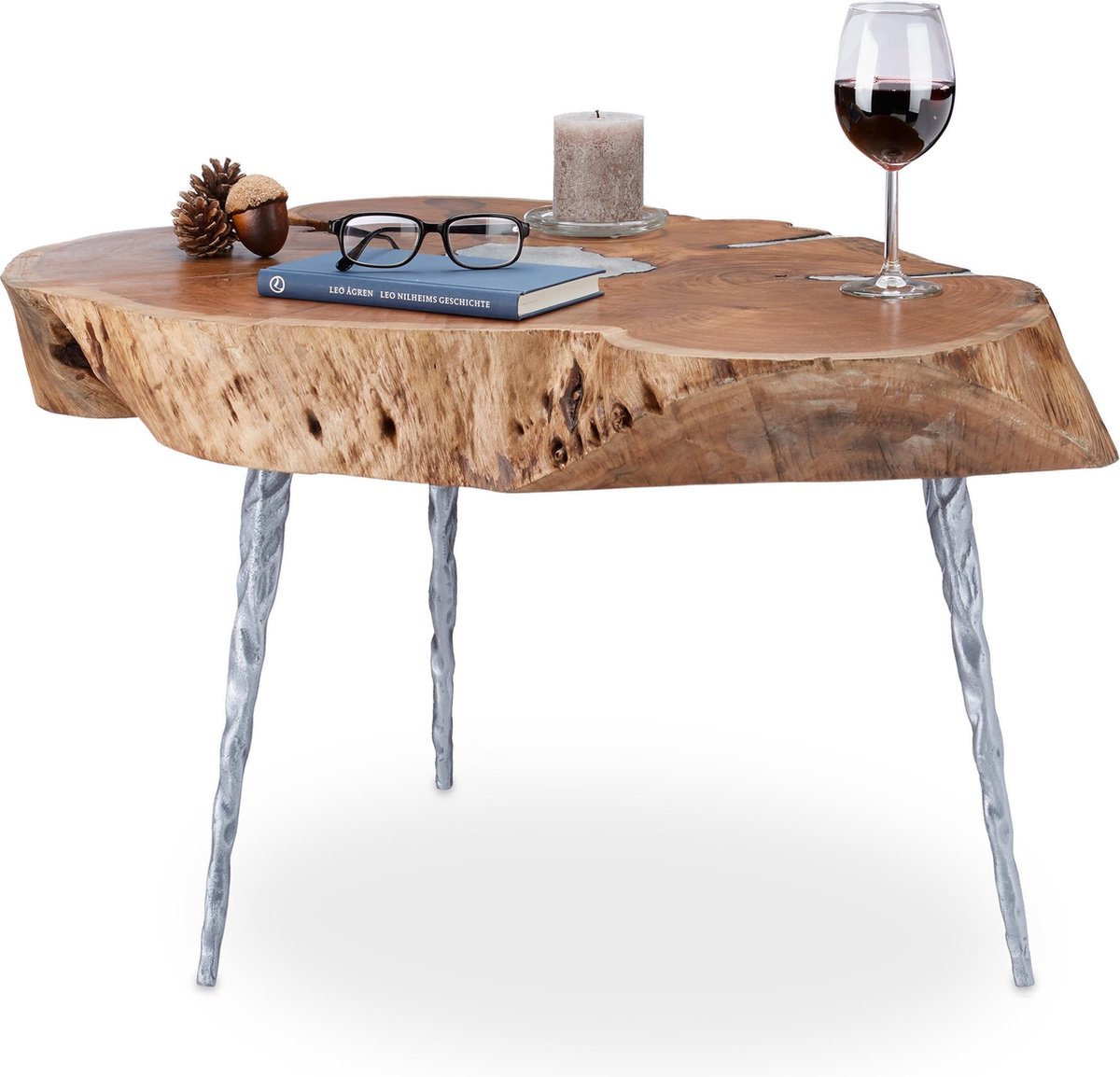 relaxdays Salontafel acacia hout massieve bijzettafel