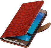 Mobieletelefoonhoesje.nl - Slang Bookstyle Hoesje voor Samsung Galaxy J7 (2016) Rood