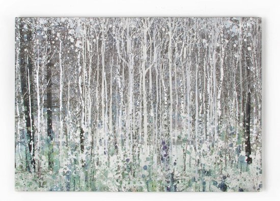 Art for the Home - Peinture sur toile - Forêt - Grijs/ vert - 100x70 cm