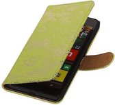 Lace Bookstyle Wallet Case Hoesjes Geschikt voor Microsoft Lumia 640 Groen