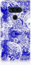 Mobiel BookCase LG V40 Thinq Angel Skull Blue