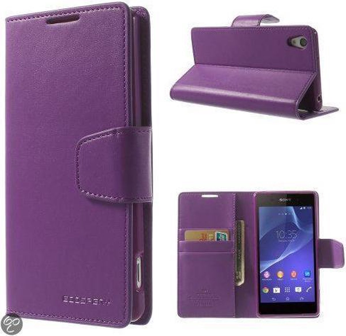 Goospery Sonata Leather hoesjes Geschikt voor: Sony Z1 Compact paars