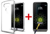 Ultra Dunne TPU silicone case hoesje Met Gratis Tempered glass Screenprotector LG G5