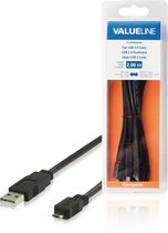 USB 2.0 Kabel USB A Male - Micro-B Male Plat 2.00 m Zwart