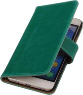 Zakelijke Book Case Telefoonhoesje Geschikt voor de Huawei Honor 4 A / Y6 - Portemonnee Hoesje - Pasjeshouder Wallet Case - Groen