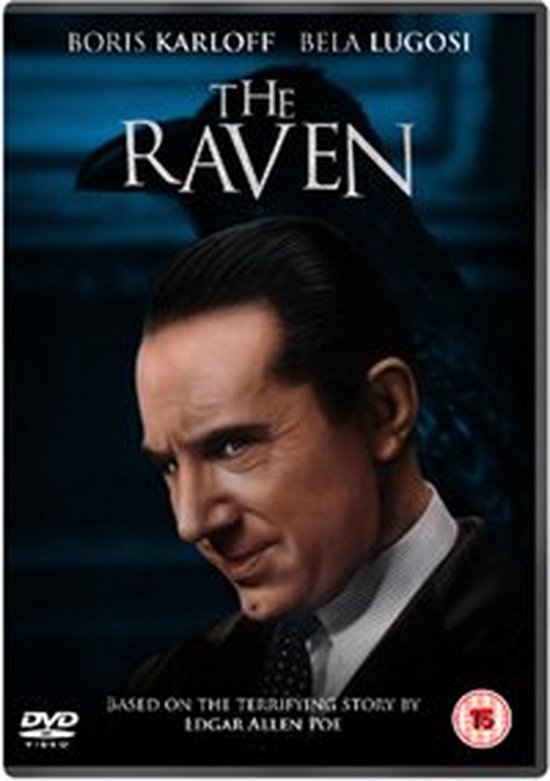 DVD-cover van The Raven met Boris Karloff en Bela Lugosi. Gebaseerd op het verhaal van Edgar Allan Poe.