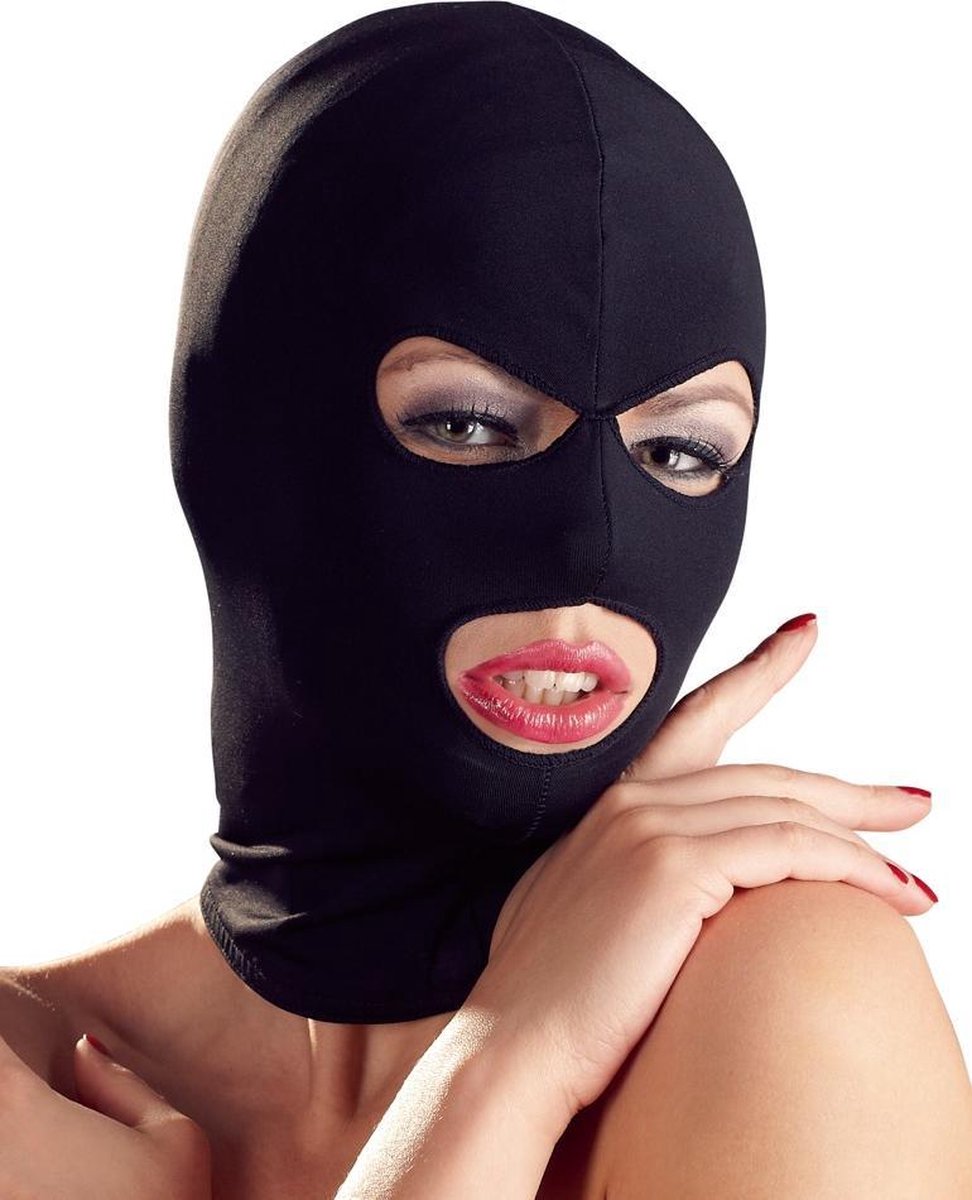 Goedkoopste Bad Kitty – Hoofd Masker met open Ogen en Mond en Elastisch Pasvorm - Zwart