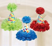 Amscan Feesthoedjes Pompoms Multicolor 29,2 Cm 3 Stuks