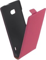 LELYCASE Lederen Roze Flip Case Cover Hoesje Nokia Lumia 930