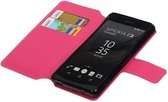 Cross Pattern TPU Bookstyle Wallet Case Hoesje voor Xperia Z3 Compact Roze