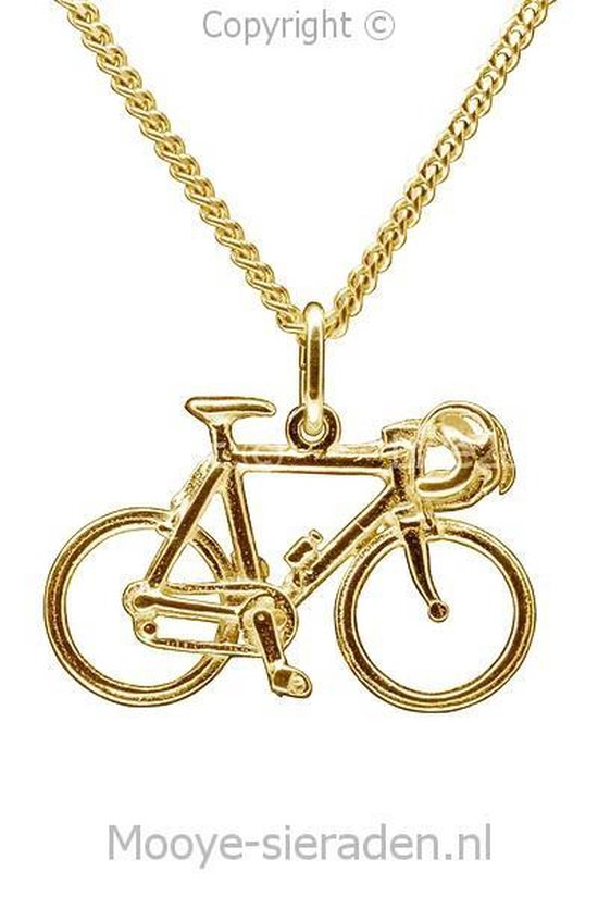 Pendentif grand collier vélo de route doré | bol