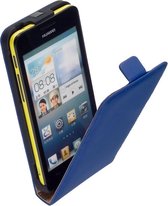 LELYCASE Lederen Flip Case Cover Hoesje Huawei Ascend G525 Blauw