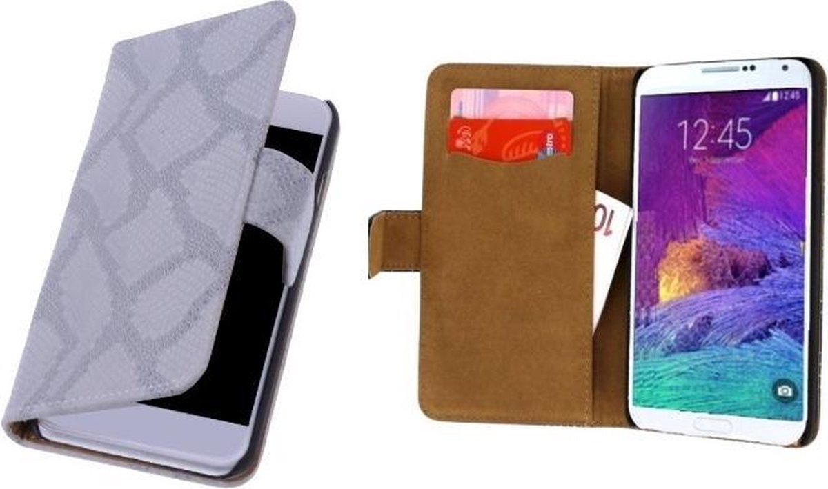 Alternate LACE Book Case Flip Hoesje Samsung Galaxy Note 4  Snake Grijs