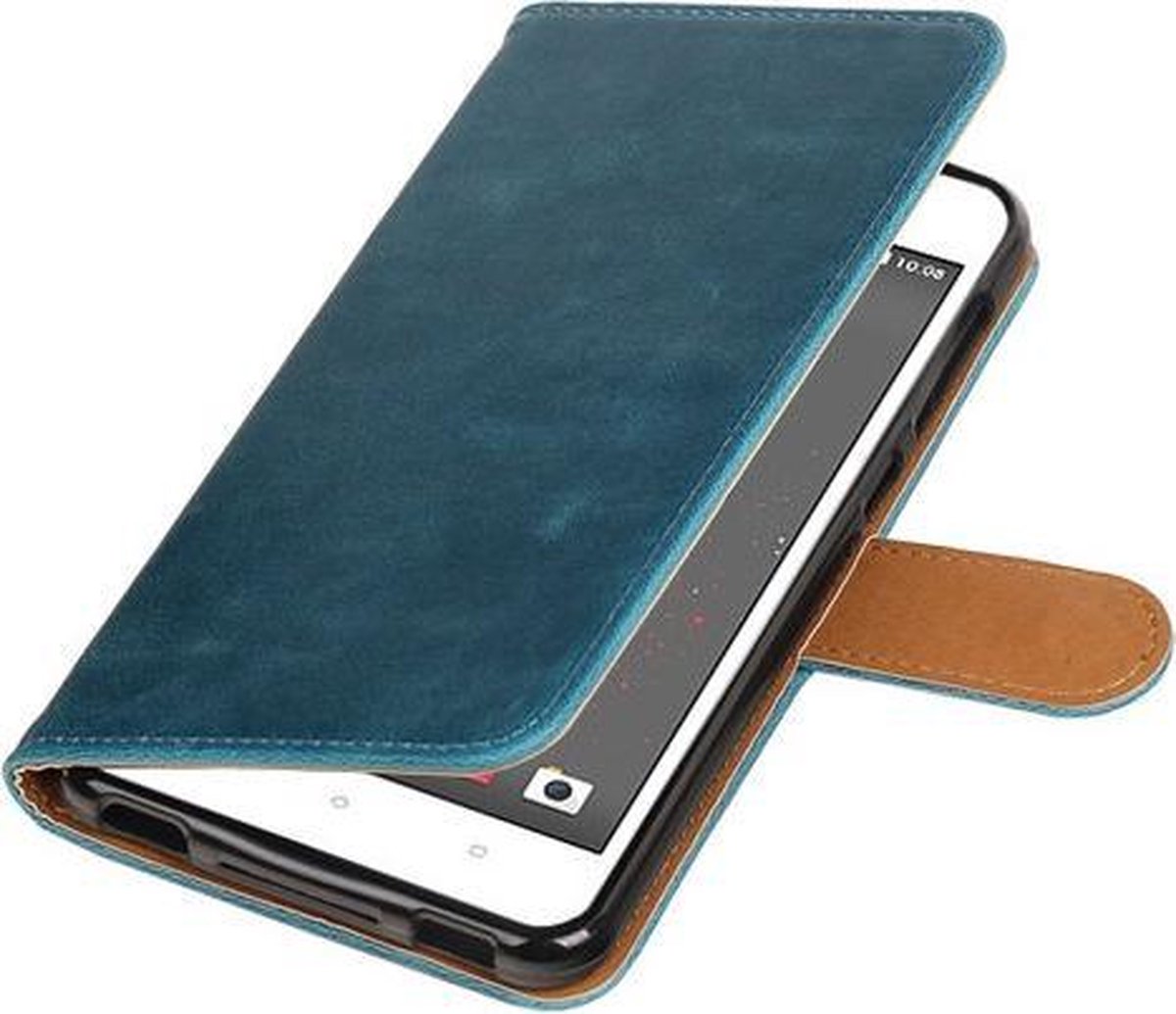 Blauw Pull-Up PU booktype wallet hoesje voor HTC Desire 825